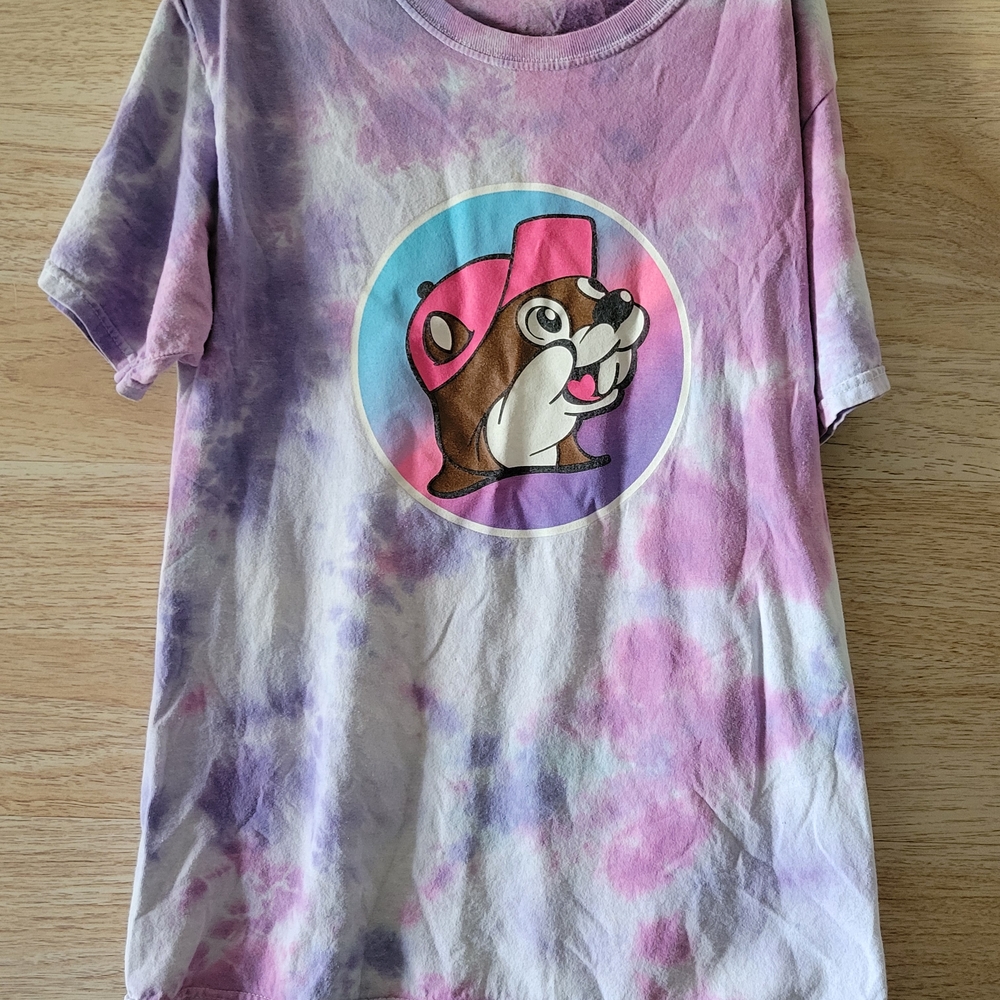 Vibrant Tie-Dye Short Sleeve Tee with Cartoon Print